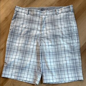 Nike Men's White and Gray Plaid Shorts